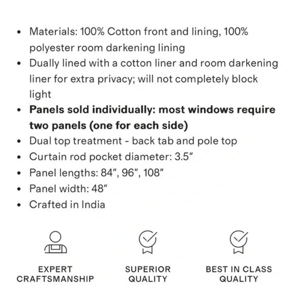 NWT Cotton Slub Room Darkening Curtain in Natural l 48 x 84 - Picture 2 of 4